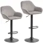 Juego de 2 Taburetes de Bar Giratorios Altura Ajustable 62-83 cm Tapizada en Terciopelo Respaldo y Reposapiés Gris