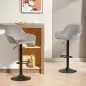 Juego de 2 Taburetes de Bar Giratorios Altura Ajustable 62-83 cm Tapizada en Terciopelo Respaldo y Reposapiés Gris