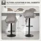 Juego de 2 Taburetes de Bar Giratorios Altura Ajustable 62-83 cm Tapizada en Terciopelo Respaldo y Reposapiés Gris