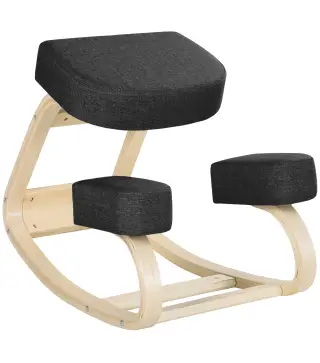 Silla Ergonómica de Rodillas con Cojines Acolchados Marco de Madera para una Mejor Postura Oficina Negro