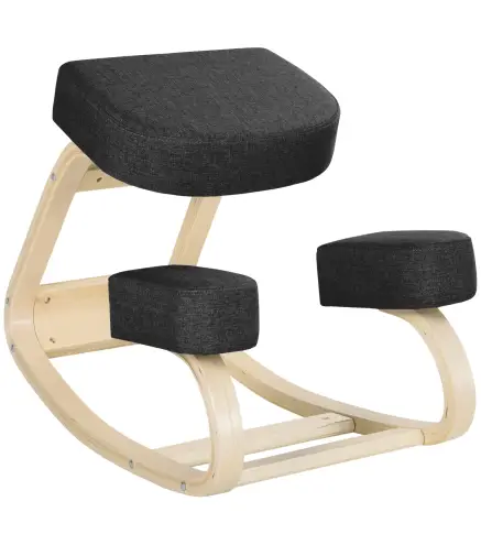 Silla Ergonómica de Rodillas con Cojines Acolchados Marco de Madera para una Mejor Postura Oficina Negro