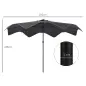 Sombrilla de Jardín Manual Ø292x254 cm con 32 Luces LED Solares 8 Varillas Impermeable y Rejillas de Ventilación Gris Sombrilla de Jardín Manual Ø292x254 cm con 32 Luces LED Solares 8 Varillas Impermeable y Rejillas de Ventilación Gris