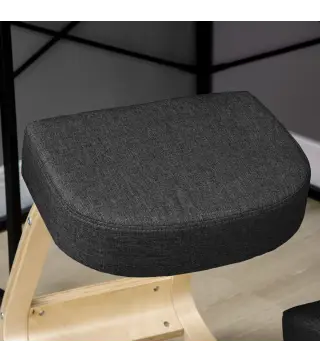 Silla Ergonómica de Rodillas con Cojines Acolchados Marco de Madera para una Mejor Postura Oficina Negro