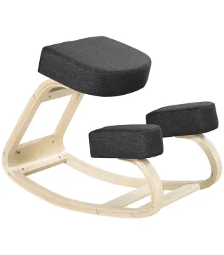 Silla Ergonómica de Rodillas con Cojines Acolchados Marco de Madera para una Mejor Postura Oficina Negro