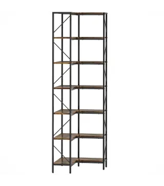 Estantería de Esquina de 7 Niveles Estantería Industrial para Dormitorio Salón Estudio 60x60x198 cm Marrón Rústico
