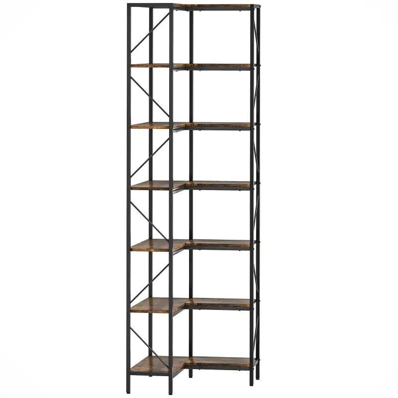 Estantería de Esquina de 7 Niveles Estantería Industrial para Dormitorio Salón Estudio 60x60x198 cm Marrón Rústico Estantería de Esquina de 7 Niveles Estantería Industrial para Dormitorio Salón Estudio 60x60x198 cm Marrón Rústico