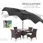 Sombrilla de Jardín Manual Ø292x254 cm con 32 Luces LED Solares 8 Varillas Impermeable y Rejillas de Ventilación Gris Sombrilla de Jardín Manual Ø292x254 cm con 32 Luces LED Solares 8 Varillas Impermeable y Rejillas de Ventilación Gris