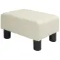 Reposapiés Salón de Tela de Lino Taburete Bajo con Asiento Acolchado Marco de Madera Patas Beige Reposapiés Salón de Tela de Lino Taburete Bajo con Asiento Acolchado Marco de Madera Patas Beige