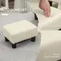 Reposapiés Salón de Tela de Lino Taburete Bajo con Asiento Acolchado Marco de Madera Patas Beige Reposapiés Salón de Tela de Lino Taburete Bajo con Asiento Acolchado Marco de Madera Patas Beige