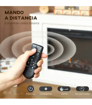 Chimenea Eléctrica 1000/2000W con Efecto de Llama de 5 Niveles de Brillo y 12 Colores para 30 ㎡ Blanco