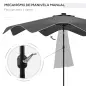Sombrilla de Jardín Manual Ø292x254 cm con 32 Luces LED Solares 8 Varillas Impermeable y Rejillas de Ventilación Gris Sombrilla de Jardín Manual Ø292x254 cm con 32 Luces LED Solares 8 Varillas Impermeable y Rejillas de Ventilación Gris