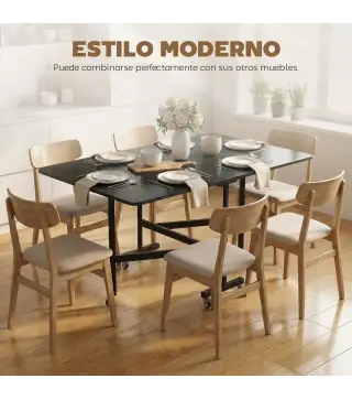 Mesa de Comedor Plegable para 4-6 Personas con Ruedas y Alas Abatibles Mesa Abatible para Cocina 120x80x73cm Negro