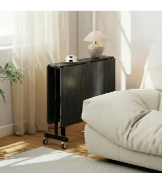 Mesa de Comedor Plegable para 4-6 Personas con Ruedas y Alas Abatibles Mesa Abatible para Cocina 120x80x73cm Negro