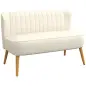 Sofá de 2 Plazas Tapizado en Lino Sintético Asiento y Respaldo Acolchados Patas de Madera Carga 220 kg Blanco Crema Sofá de 2 Plazas Tapizado en Lino Sintético Asiento y Respaldo Acolchados Patas de Madera Carga 220 kg Blanco Crema