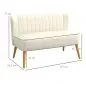 Sofá de 2 Plazas Tapizado en Lino Sintético Asiento y Respaldo Acolchados Patas de Madera Carga 220 kg Blanco Crema Sofá de 2 Plazas Tapizado en Lino Sintético Asiento y Respaldo Acolchados Patas de Madera Carga 220 kg Blanco Crema