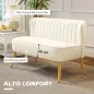 Sofá de 2 Plazas Tapizado en Lino Sintético Asiento y Respaldo Acolchados Patas de Madera Carga 220 kg Blanco Crema Sofá de 2 Plazas Tapizado en Lino Sintético Asiento y Respaldo Acolchados Patas de Madera Carga 220 kg Blanco Crema