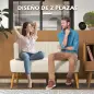 Sofá de 2 Plazas Tapizado en Lino Sintético Asiento y Respaldo Acolchados Patas de Madera Carga 220 kg Blanco Crema Sofá de 2 Plazas Tapizado en Lino Sintético Asiento y Respaldo Acolchados Patas de Madera Carga 220 kg Blanco Crema