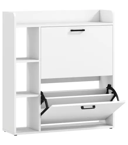 Zapatero Estrecho con 2 Puertas 3 Estantes Laterales y Estantes Ajustables para 15 Pares de Zapatos Blanco