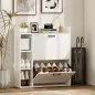 Zapatero Estrecho con 2 Puertas 3 Estantes Laterales y Estantes Ajustables para 15 Pares de Zapatos Blanco Zapatero Estrecho con 2 Puertas 3 Estantes Laterales y Estantes Ajustables para 15 Pares de Zapatos Blanco
