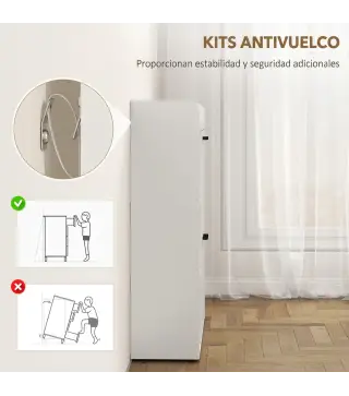 Zapatero Estrecho con 2 Puertas 3 Estantes Laterales y Estantes Ajustables para 15 Pares de Zapatos Blanco
