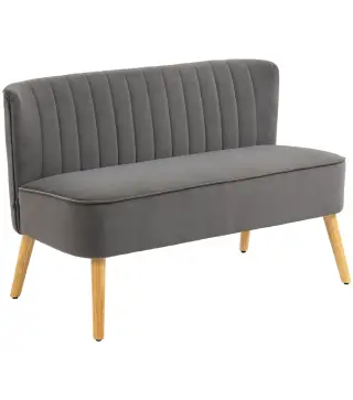 Sofá de 2 Plazas Tapizado en Terciopelo Asiento y Respaldo Acolchados Patas de Madera Carga 220 kg Gris Oscuro