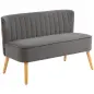 Sofá de 2 Plazas Tapizado en Terciopelo Asiento y Respaldo Acolchados Patas de Madera Carga 220 kg Gris Oscuro Sofá de 2 Plazas Tapizado en Terciopelo Asiento y Respaldo Acolchados Patas de Madera Carga 220 kg Gris Oscuro