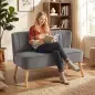 Sofá de 2 Plazas Tapizado en Terciopelo Asiento y Respaldo Acolchados Patas de Madera Carga 220 kg Gris Oscuro Sofá de 2 Plazas Tapizado en Terciopelo Asiento y Respaldo Acolchados Patas de Madera Carga 220 kg Gris Oscuro