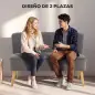 Sofá de 2 Plazas Tapizado en Terciopelo Asiento y Respaldo Acolchados Patas de Madera Carga 220 kg Gris Oscuro Sofá de 2 Plazas Tapizado en Terciopelo Asiento y Respaldo Acolchados Patas de Madera Carga 220 kg Gris Oscuro