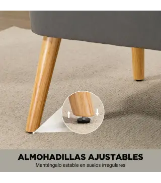Sofá de 2 Plazas Tapizado en Terciopelo Asiento y Respaldo Acolchados Patas de Madera Carga 220 kg Gris Oscuro