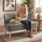 Sofá de 2 Plazas Tapizado en Terciopelo Asiento y Respaldo Acolchados Patas de Madera Carga 220 kg Gris Oscuro Sofá de 2 Plazas Tapizado en Terciopelo Asiento y Respaldo Acolchados Patas de Madera Carga 220 kg Gris Oscuro