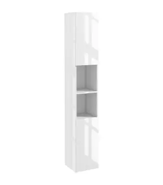 Armario de Baño Alto y Estrecho con Puertas y Estantes Ajustables 30x30x81,5 cm Blanco Brillo