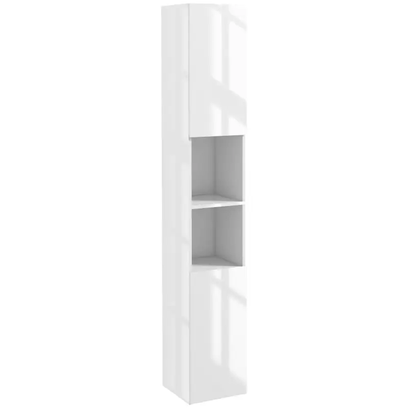 Armario de Baño Alto y Estrecho con Puertas y Estantes Ajustables 30x30x81,5 cm Blanco Brillo