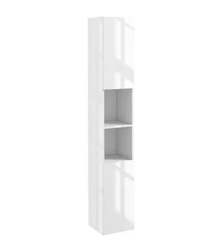 Armario de Baño Alto y Estrecho con Puertas y Estantes Ajustables 30x30x81,5 cm Blanco Brillo