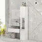 Armario de Baño Alto y Estrecho con Puertas y Estantes Ajustables 30x30x81,5 cm Blanco Brillo