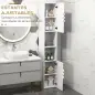 Armario de Baño Alto y Estrecho con Puertas y Estantes Ajustables 30x30x81,5 cm Blanco Brillo
