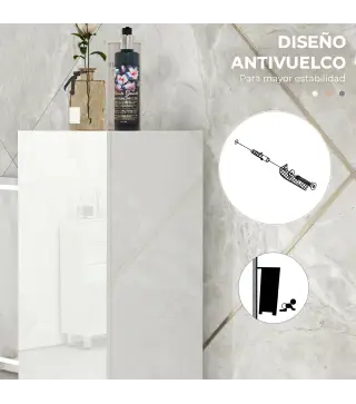 Armario de Baño Alto y Estrecho con Puertas y Estantes Ajustables 30x30x81,5 cm Blanco Brillo