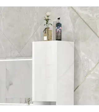 Armario de Baño Alto y Estrecho con Puertas y Estantes Ajustables 30x30x81,5 cm Blanco Brillo