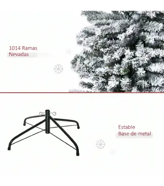 Árbol de Navidad Estrecho 270 cm Árbol Navideño Nevado con 1014 Ramas y Soporte de Metal para Salón Verde y Blanco