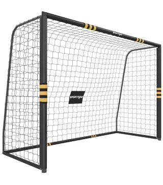 Portería de Fútbol para Jardín 300x120x200 cm con Red Estructura Metálica y Acolchada EPE Negro y Amarillo