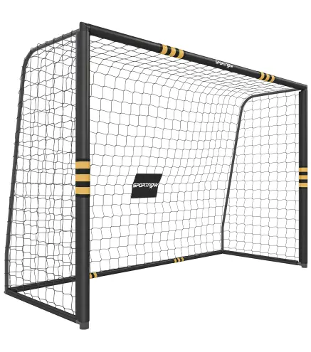 Portería de Fútbol para Jardín 300x120x200 cm con Red Estructura Metálica y Acolchada EPE Negro y Amarillo
