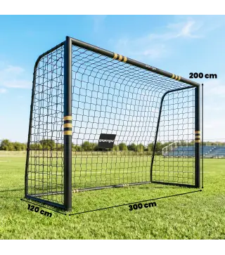 Portería de Fútbol para Jardín 300x120x200 cm con Red Estructura Metálica y Acolchada EPE Negro y Amarillo