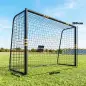 Portería de Fútbol para Jardín 300x120x200 cm con Red Estructura Metálica y Acolchada EPE Negro y Amarillo Portería de Fútbol para Jardín 300x120x200 cm con Red Estructura Metálica y Acolchada EPE Negro y Amarillo
