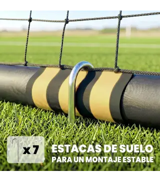 Portería de Fútbol para Jardín 300x120x200 cm con Red Estructura Metálica y Acolchada EPE Negro y Amarillo