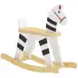 Caballito Balancín para Bebés Caballo Balancín con Base de Madera y Respaldo para Niños de 1,5 a 3 Años Negro y Blanco