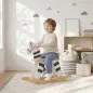 Caballito Balancín para Bebés Caballo Balancín con Base de Madera y Respaldo para Niños de 1,5 a 3 Años Negro y Blanco