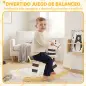 Caballito Balancín para Bebés Caballo Balancín con Base de Madera y Respaldo para Niños de 1,5 a 3 Años Negro y Blanco