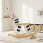 Caballito Balancín para Bebés Caballo Balancín con Base de Madera y Respaldo para Niños de 1,5 a 3 Años Negro y Blanco