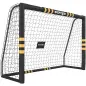 Portería de Fútbol para Jardín 240x85x160 cm con Red Estructura Metálica Acolchada EPE y Piquetas Negro y Amarillo Portería de Fútbol para Jardín 240x85x160 cm con Red Estructura Metálica Acolchada EPE y Piquetas Negro y Amarillo