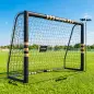 Portería de Fútbol para Jardín 240x85x160 cm con Red Estructura Metálica Acolchada EPE y Piquetas Negro y Amarillo Portería de Fútbol para Jardín 240x85x160 cm con Red Estructura Metálica Acolchada EPE y Piquetas Negro y Amarillo