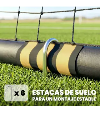 Portería de Fútbol para Jardín 240x85x160 cm con Red Estructura Metálica Acolchada EPE y Piquetas Negro y Amarillo